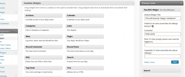 Wordpress Widget Page